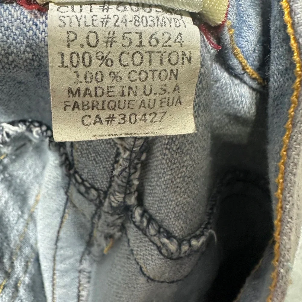True Religion Billy Super T Jeans Men‎ 34 USA Made Distressed Light Wash Flap